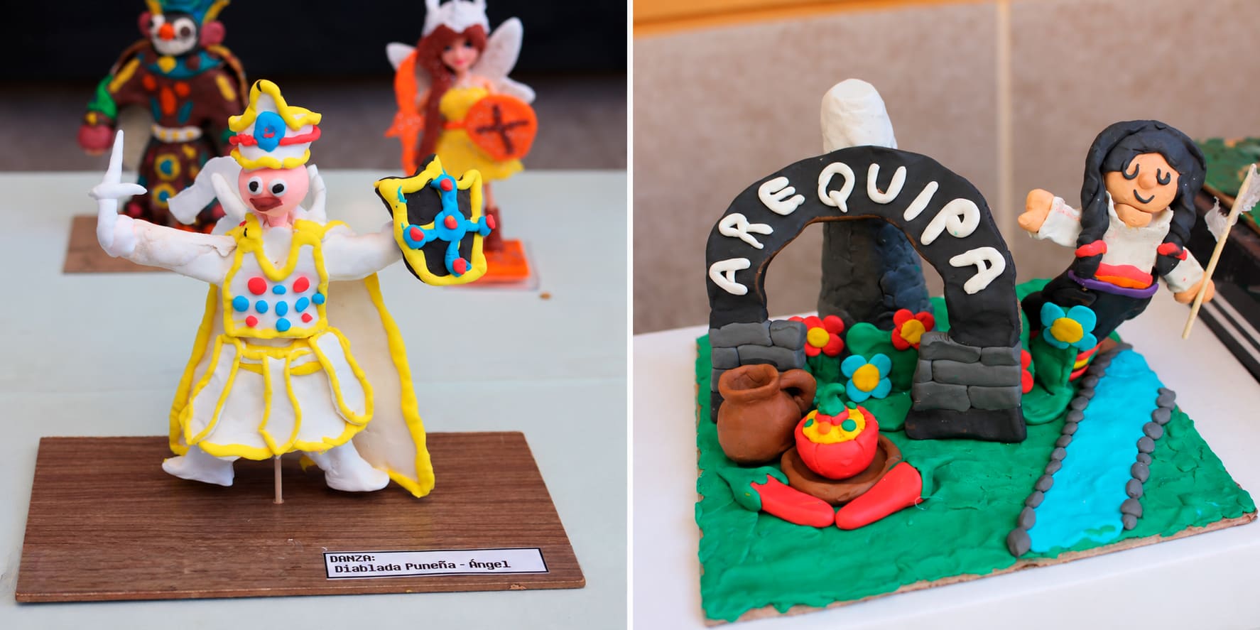 Creaciones de modelado: un ángel y una escena de Arequipa