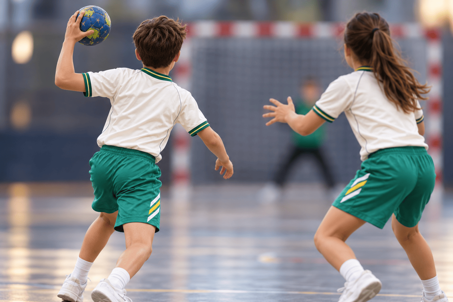 Imagen ilustrativa de estudiantes practicando balonmano
